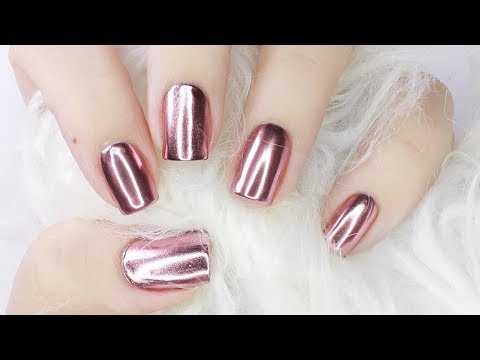 ROSE GOLD Mirror Chrome Nails With GEL &amp; REGULAR POLISH!