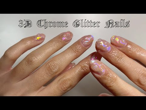 Easy 3D Rainbow Chrome Glitter Nails