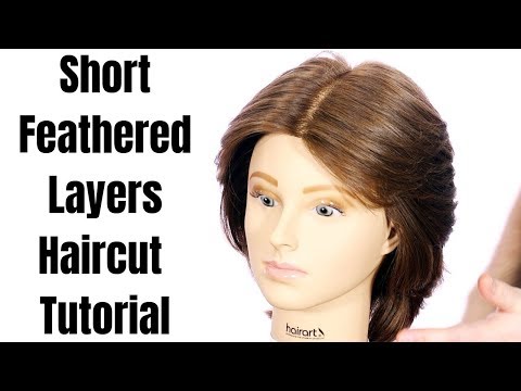 Short Feathered Layers Haircut Tutorial - TheSalonGuy