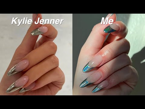 Recreating Kylie Jenner’s chrome french tip nails *EASY GEL-X NAILS*