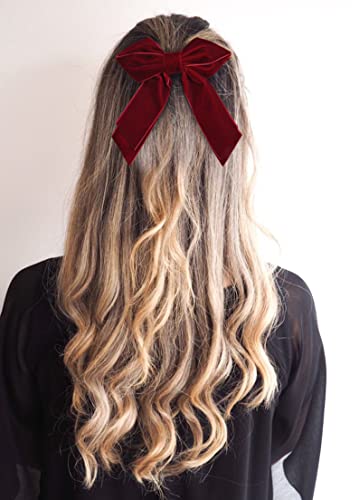 DEEKA 4 PCS 6" Large Velvet Bows Hair Clips Barrettes Hair Accessories for Women and Girls
