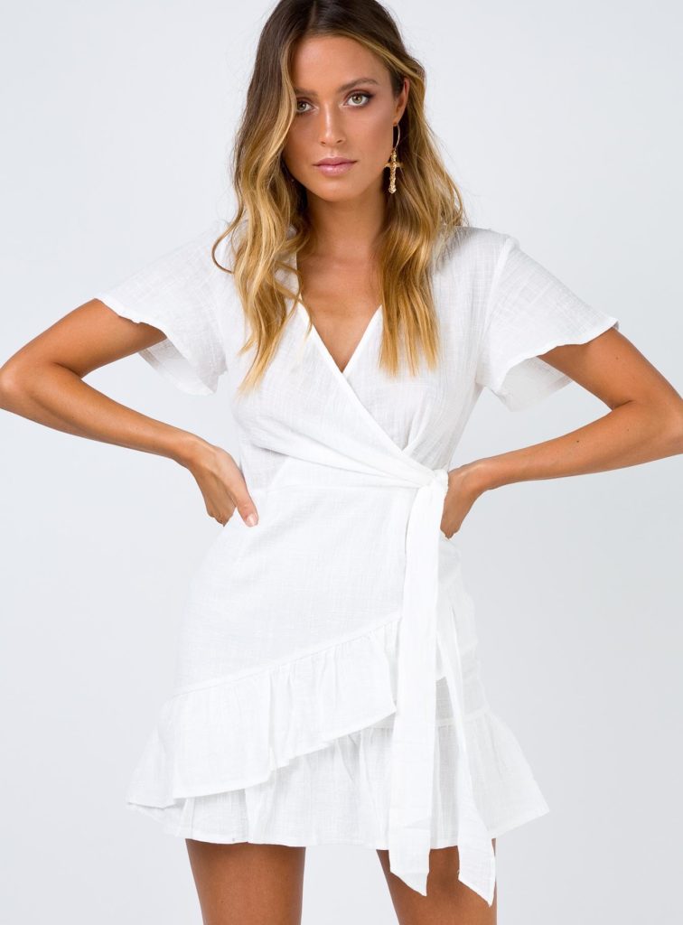 Princess Polly Wrap Dress in white